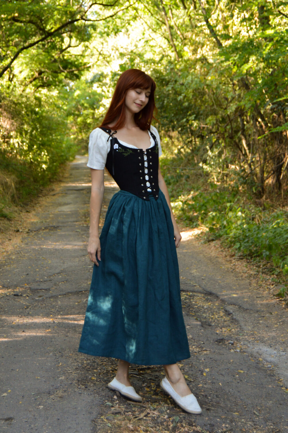 Petrol Belle linen skirt slovak meadows Belle Skirt