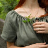 Chemise linen blouse in sage green color