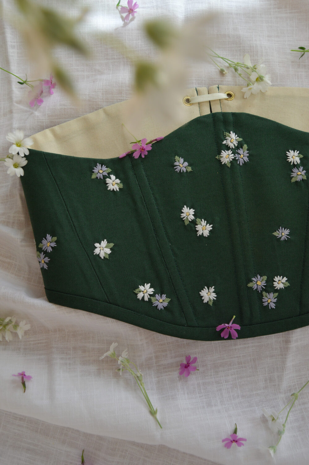 Hand Embroidered Underbust Corset