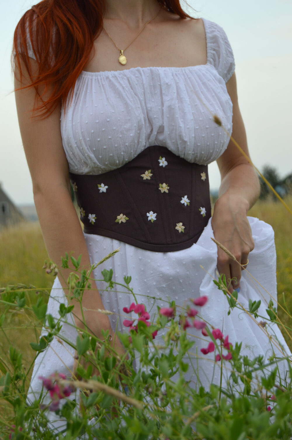 Hand Embroidered Underbust Corset