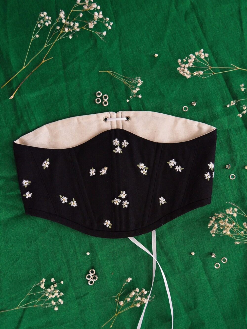 Hand Embroidered Underbust Corset