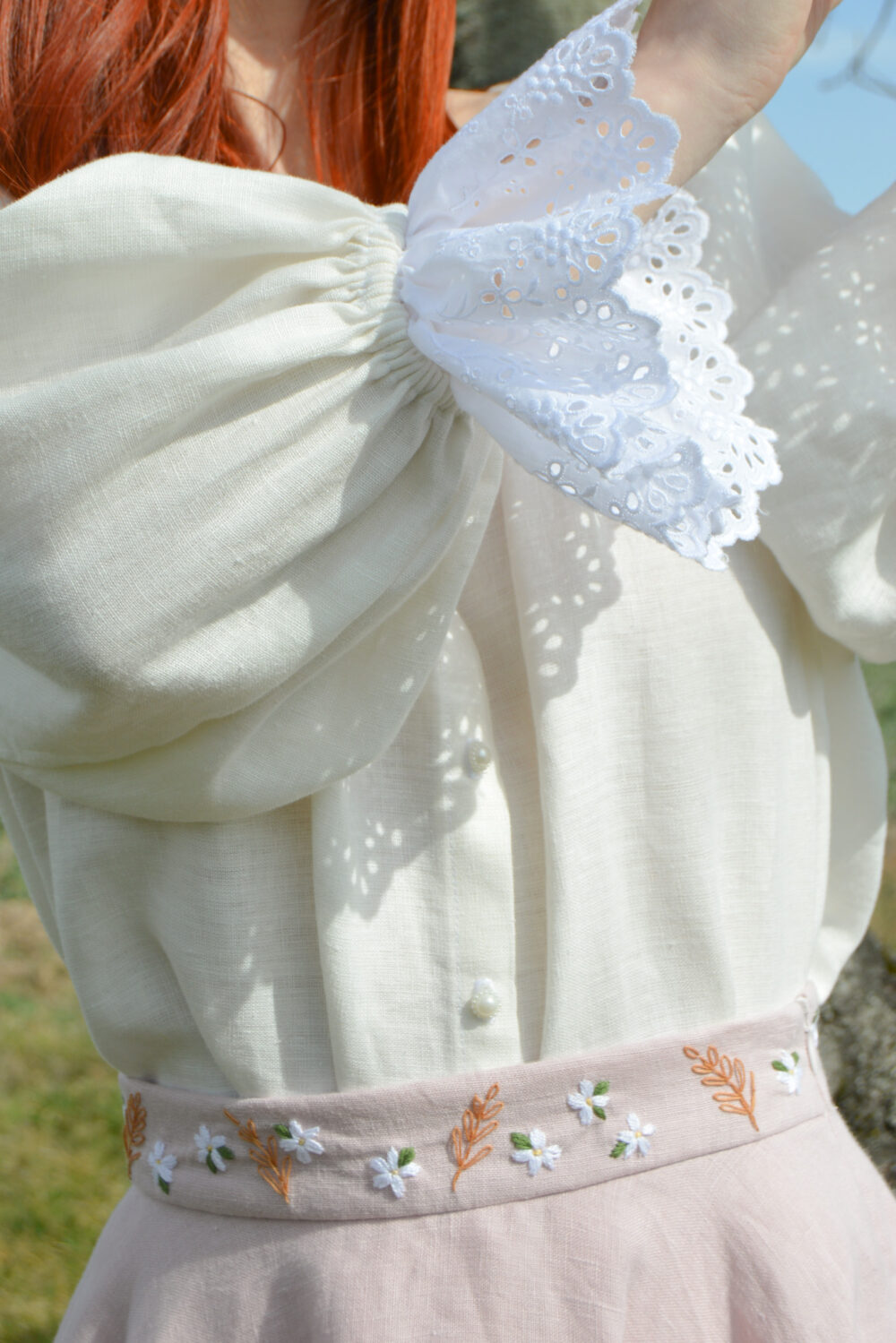 IMG_4659 Ivory Annie Blouse with Madeira Lace Size M