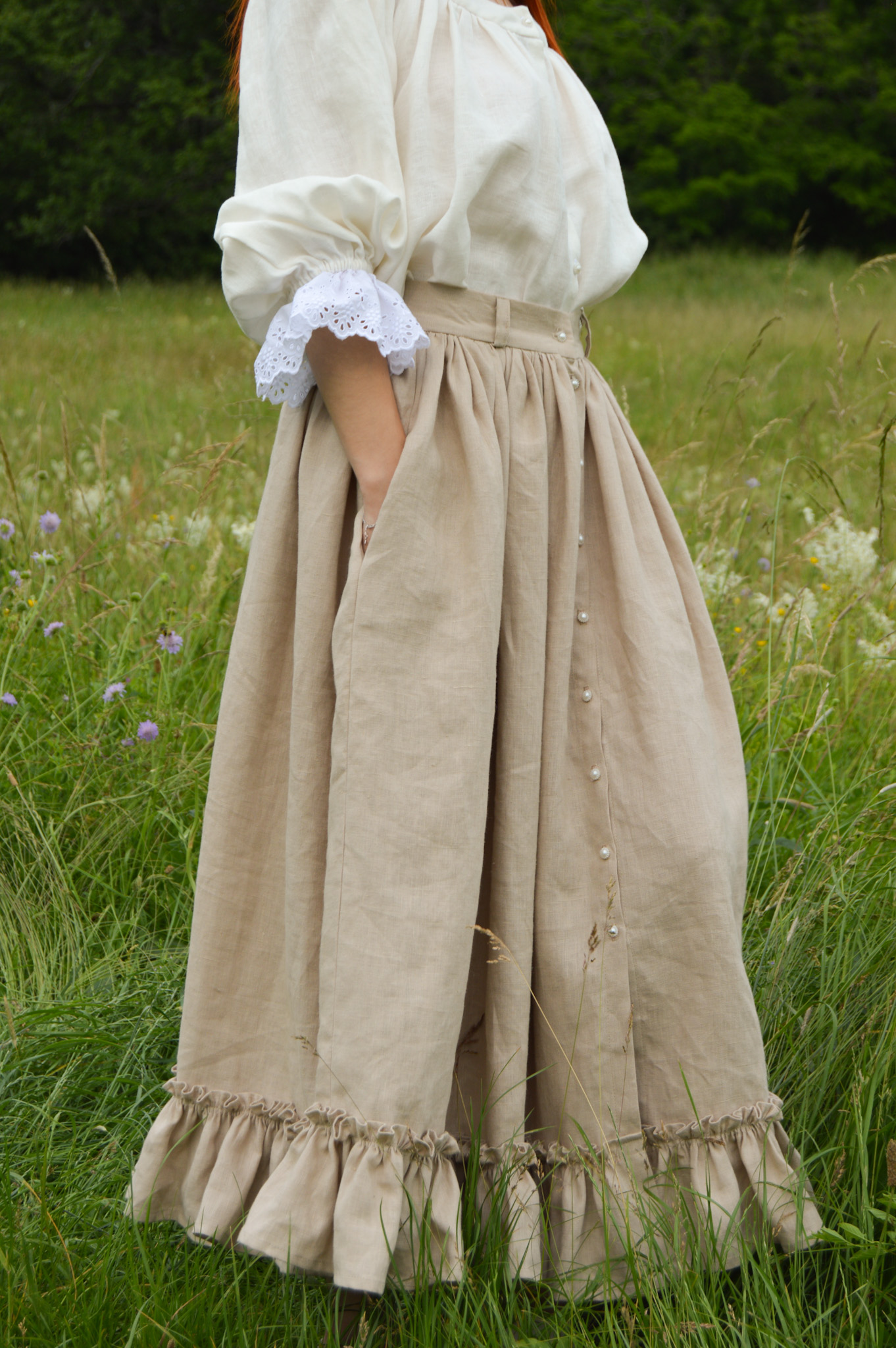 Isabel Skirt. Beige and Black Flowers main image 0