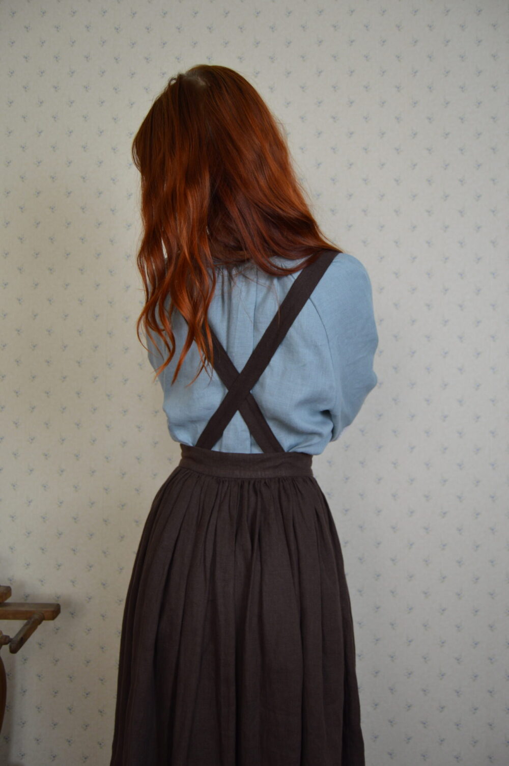 Linen Pinafore Dress with Detachable Top