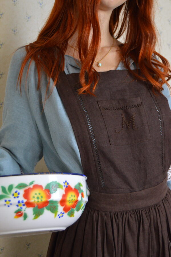 Linen Pinafore Dress with Detachable Top