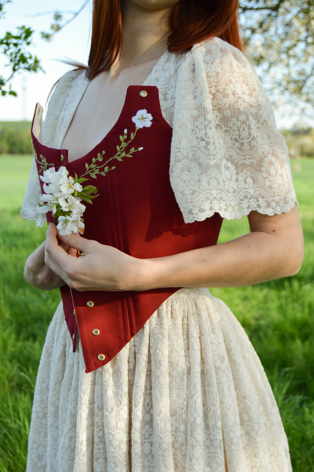 Handmade embroidered corset flower