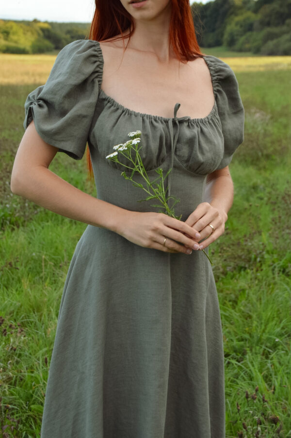 Francesca Dress in Sage Green Linen