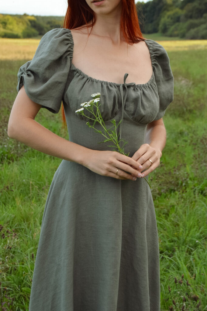 Francesca Dress in Sage Green Linen