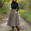 Beautiful warm wool Aurora skirt for colder seasons with pockets, belt loops, and an elastic waistband at the back.