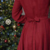 Charlotte dress burgundy Women's linen dress Charlotte in burgundy color, with a V-neckline, buttons and long sleeves