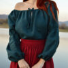 Long sleeves blouse, Amelia blouse Long sleeves blouse Amelia in petrol color
