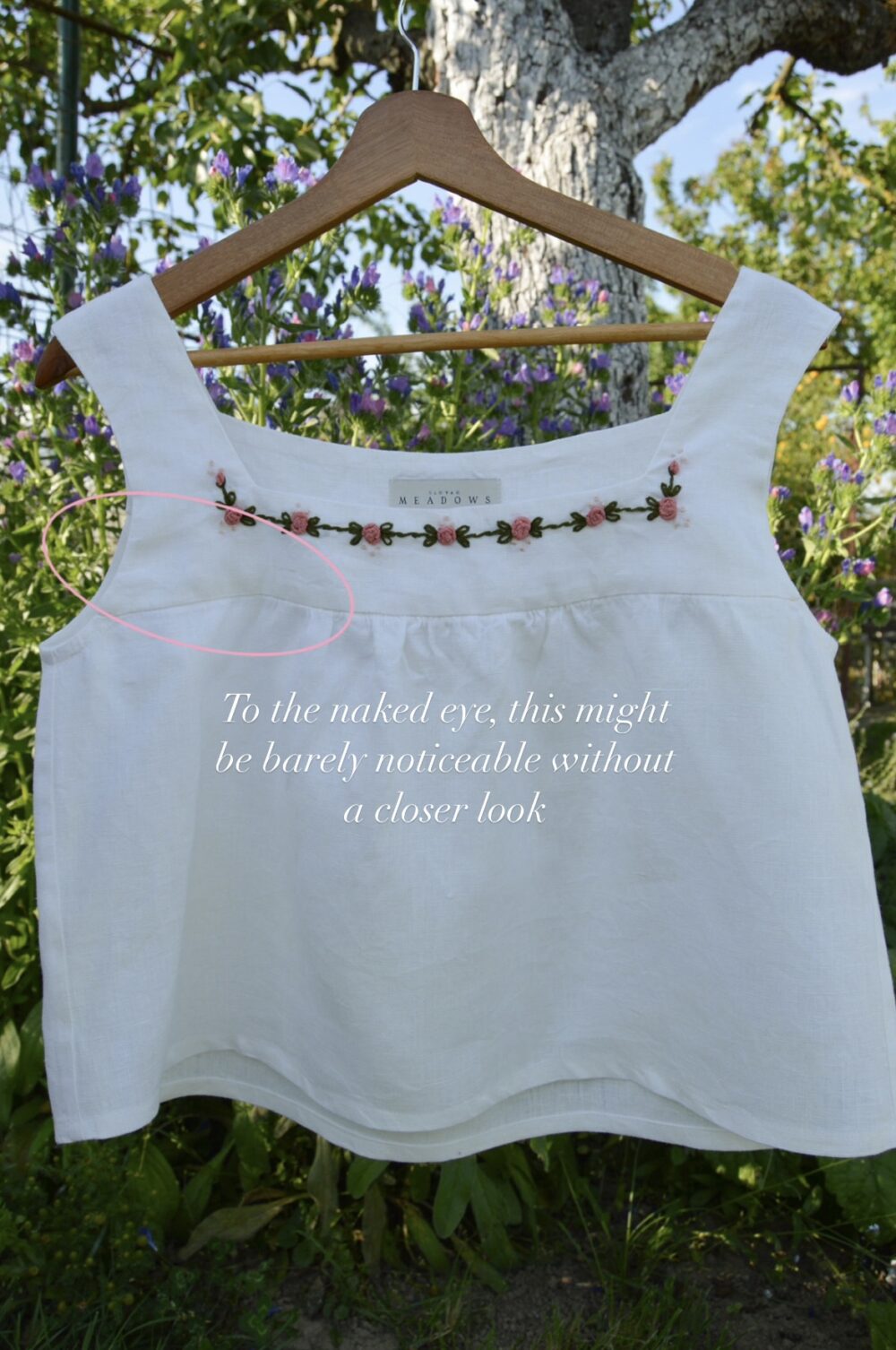 45A2CB1A-0FBB-4A7C-AB5C-7144E5EB4E3B Holly Hand Embroidered Crop Top size: L, SALE (slight discoloration on the fabric)