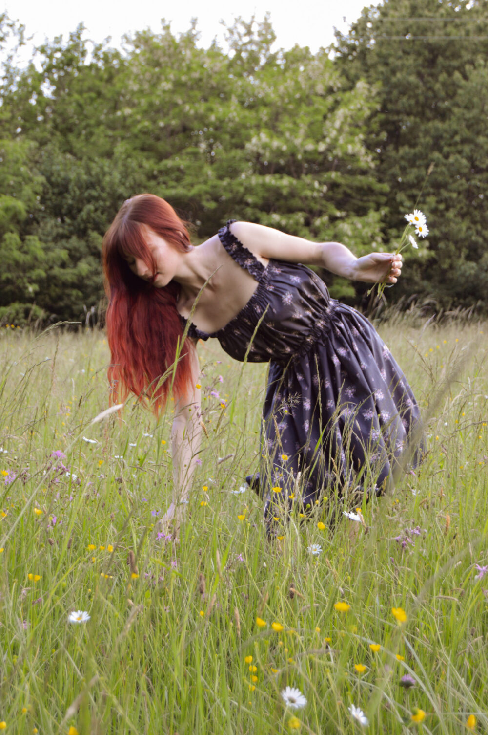 DSC_0066 Daisy dress in Anthracite Floral Fabric Size: L