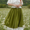 Magnolia top linen and hope skirt slovakmeadows Off-shoulder linen top with a romantic flounce, delicate lace trim, and an adjustable waist tie.