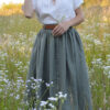 DSC_0804 Violet Skirt in Sage green Linen, Waist: 94-100cm