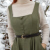 Wool Pinafore dress in Green Plaid Size: XXL