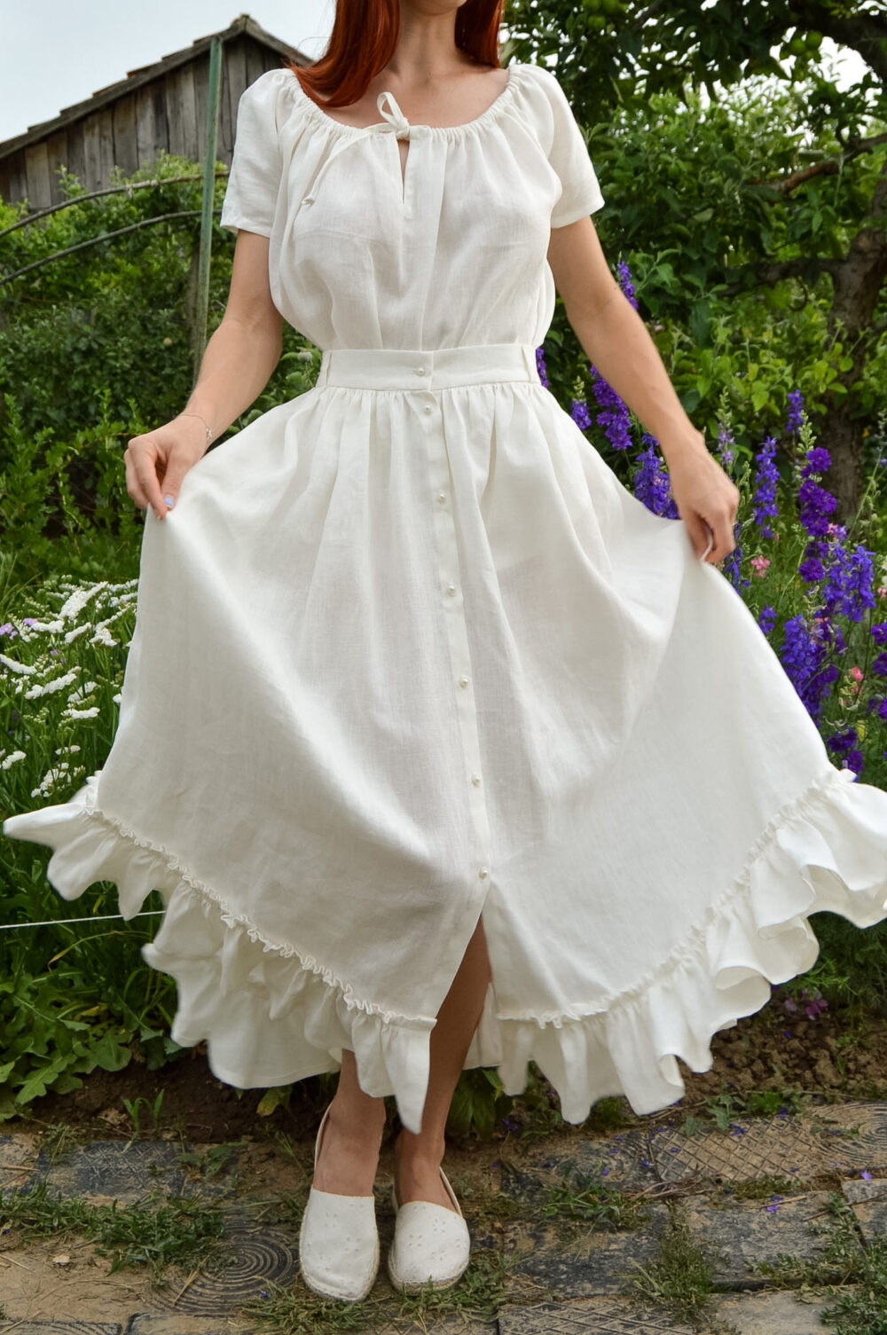 Isabelle Skirt in Ivory Linen Size: M