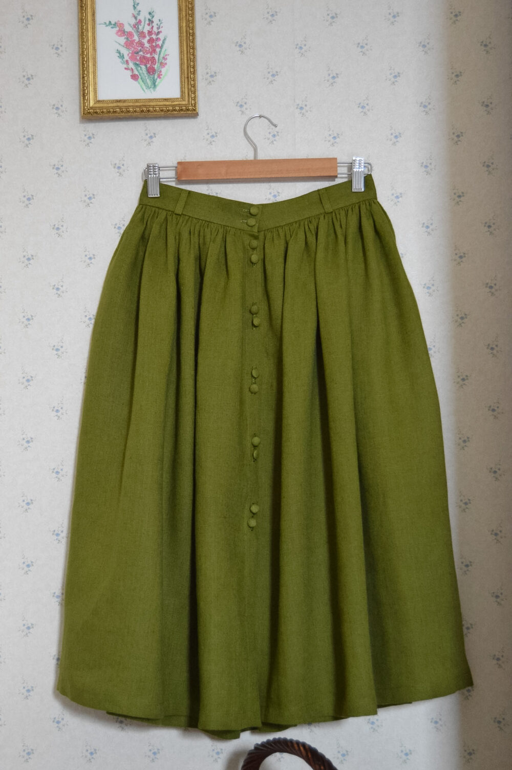 DSC_0967 Violet Skirt in Moss Green Linen, Size L