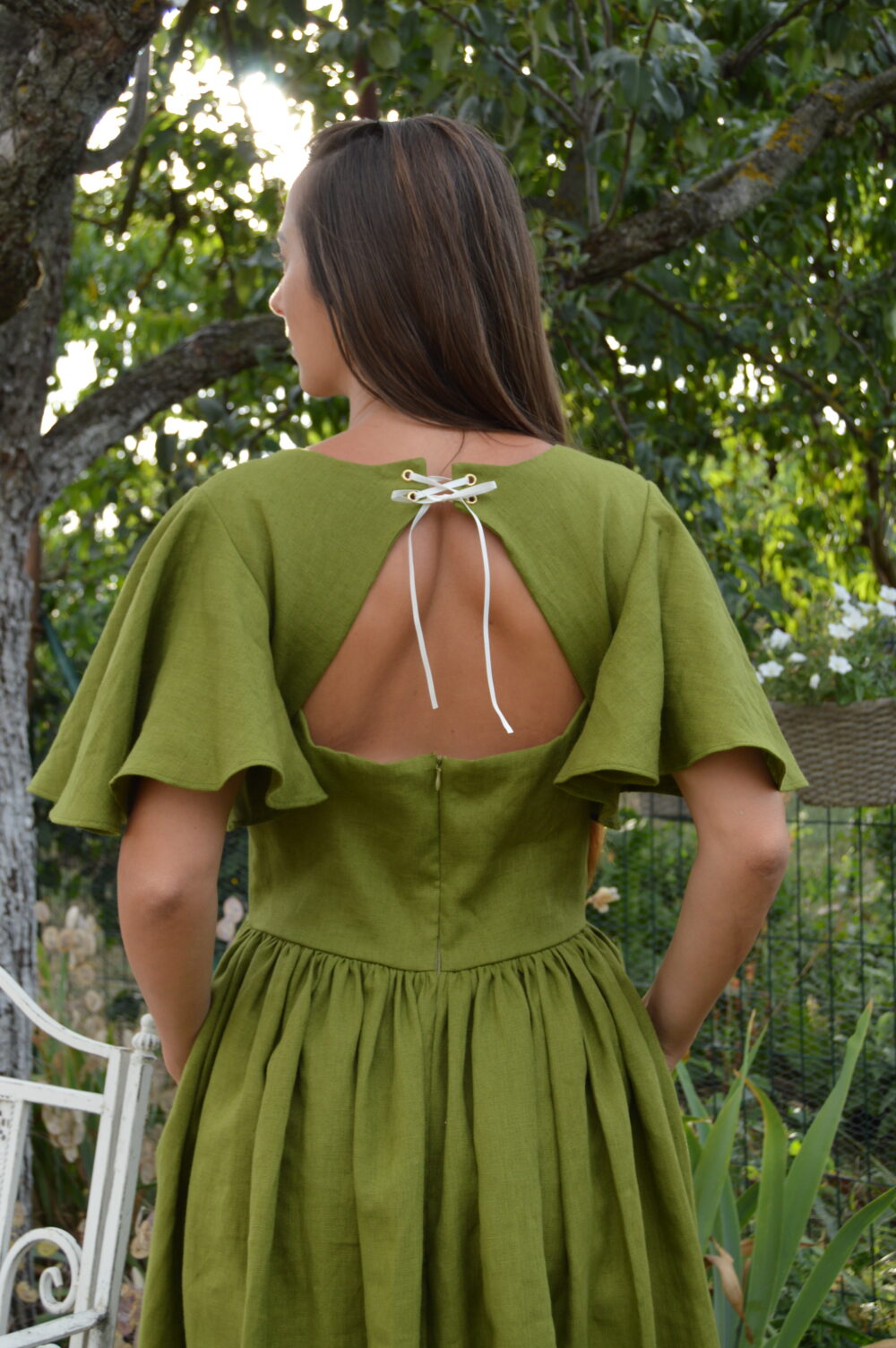 DSC_0937 Florence dress in Moss Green Linen
