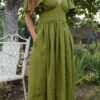 DSC_0974 Florence dress in Moss Green Linen