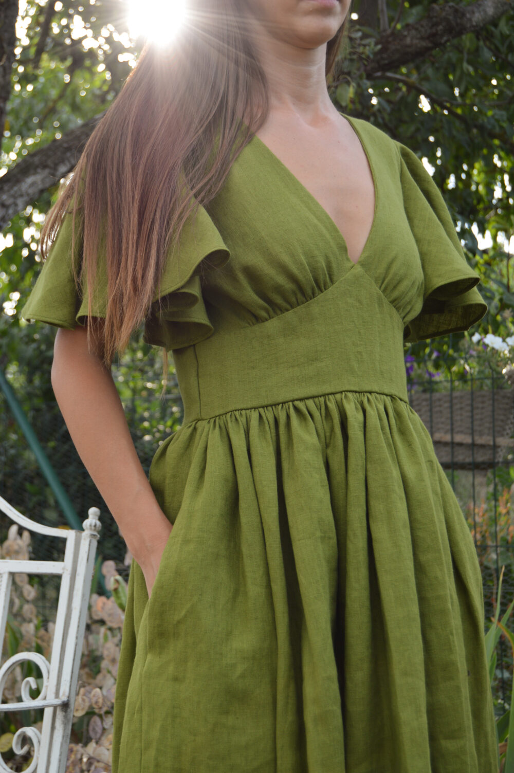 DSC_0975 Florence dress in Moss Green Linen