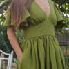 DSC_0975 Florence dress in Moss Green Linen