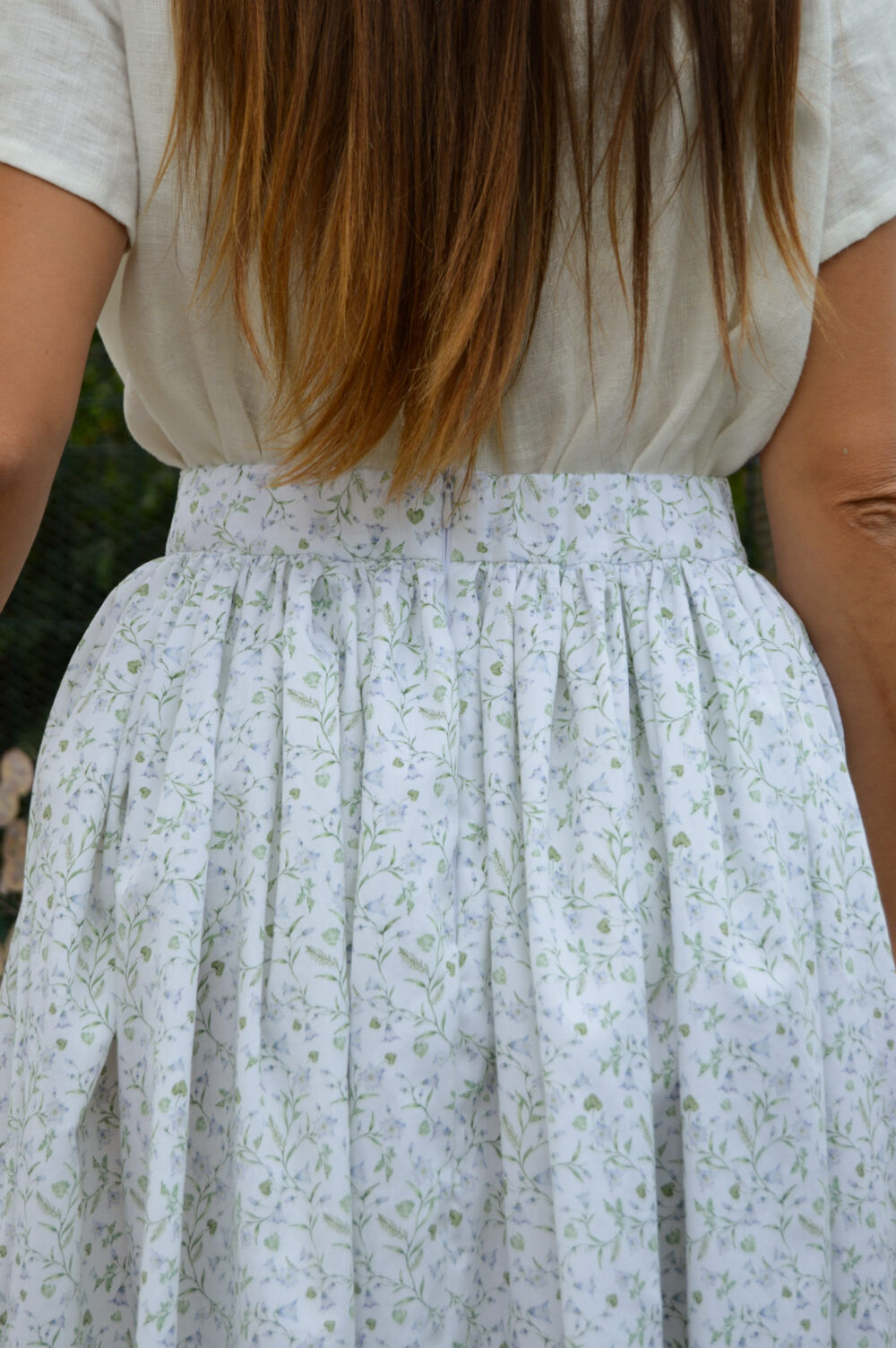 DSC_0038 Belle Skirt With Elastic Waistband in Bellflower Cotton
